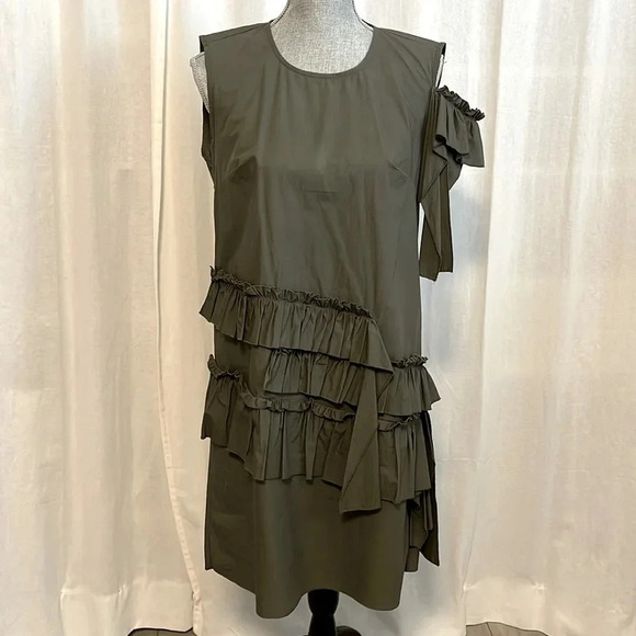 Cotton Dress Frill Detail Made In Italy, Size M - Picture 1 of 9
